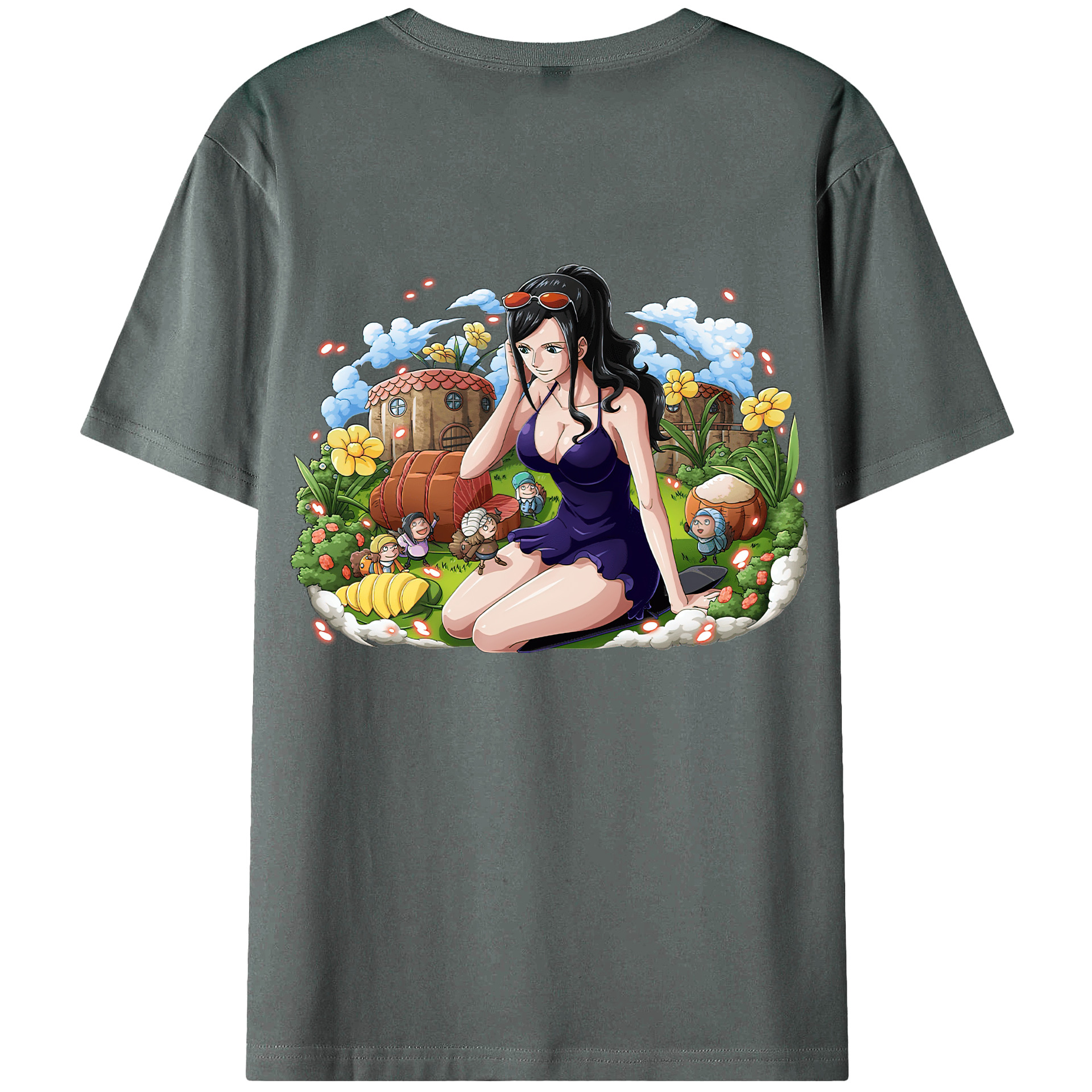 ワンピース ニコ・ロビン ONE PIECE Nico Robin 綿100％ メンズ半袖Tシャツ（バックプリント） 通気性